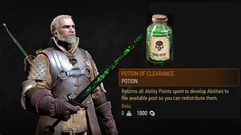 potion of clearance witcher 3 console command  With the help of the Potion of Clearance, you can reset your character build entirely